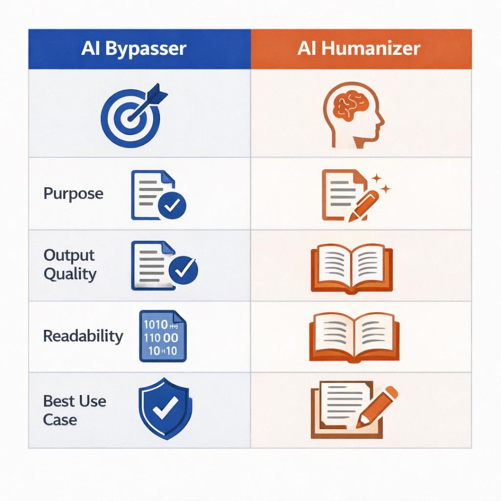 what is an ai bypasser and how is it different from a humanizer supporting image 1